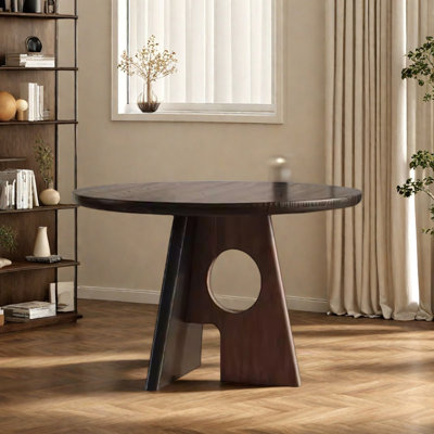 Table ronde tridimensionnelle rétro noire et brune