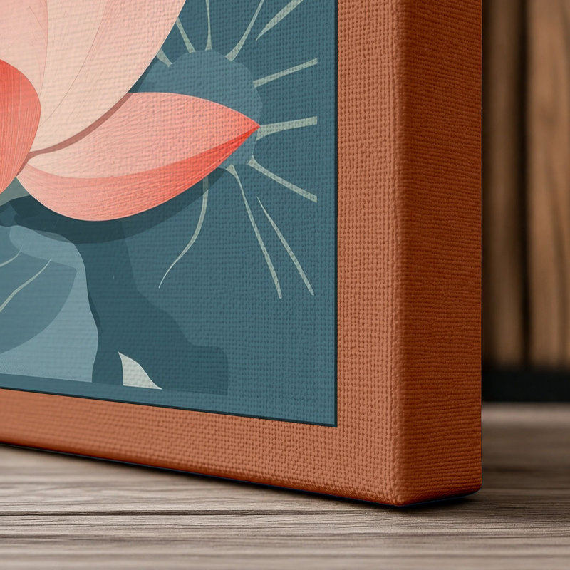Lotus in Bloom Botanical 1 Piece Wrapped Canvas Wall Art, 24x16 - 61.0 x 40.6 cm, Terracotta Border
