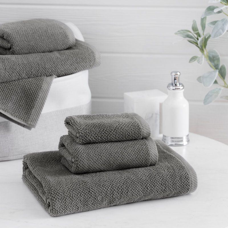 Ensemble de serviettes 6 pièces 100% coton Quaddiu, Ardoise