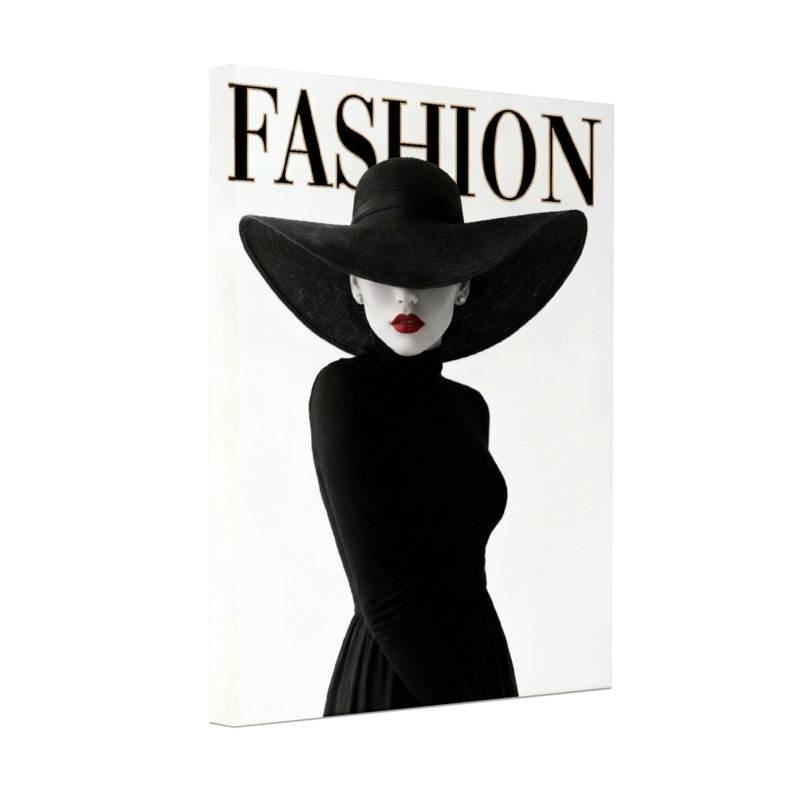 Mannequin avec chapeau noir et robe, H 30 po x l 20 po