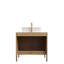 Meuble-lavabo autoportant de 76 cm avec lavabo en céramique blanche, comptoir en pierre frittée, rangement en contreplaqué, 2 portes à fermeture amortie, coloris assorti à la décoration. Style moderne, meuble de rangement et organisation.