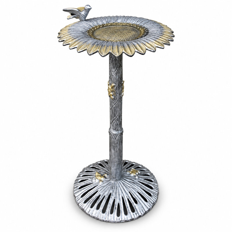 Bain d'oiseaux de Pâques au tournesol Compton, Étain antique