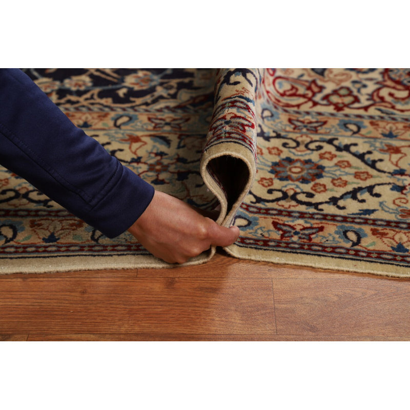 Navy Blue Floral Traditional Area Rug 7x10