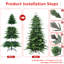 Arbre de Noël 89,75 po, 2856 pointes, conception d'aiguille naturelle, arbre à charnières à installation rapide 7,5 pi + PE, aspect plein et festif, structure, support en métal stable
