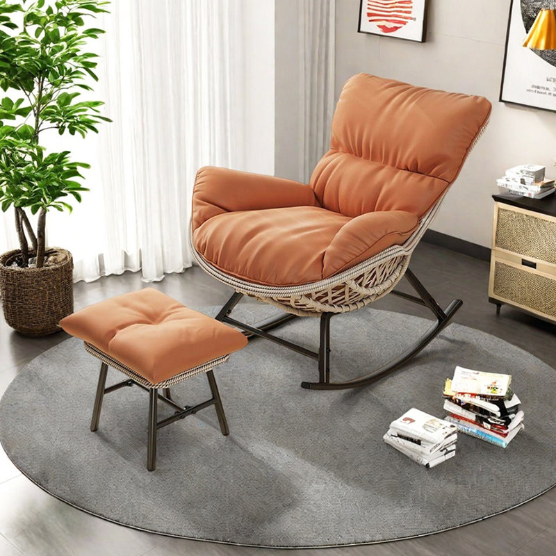 Chaise berçante décontractée Home, Orange, Gris clair