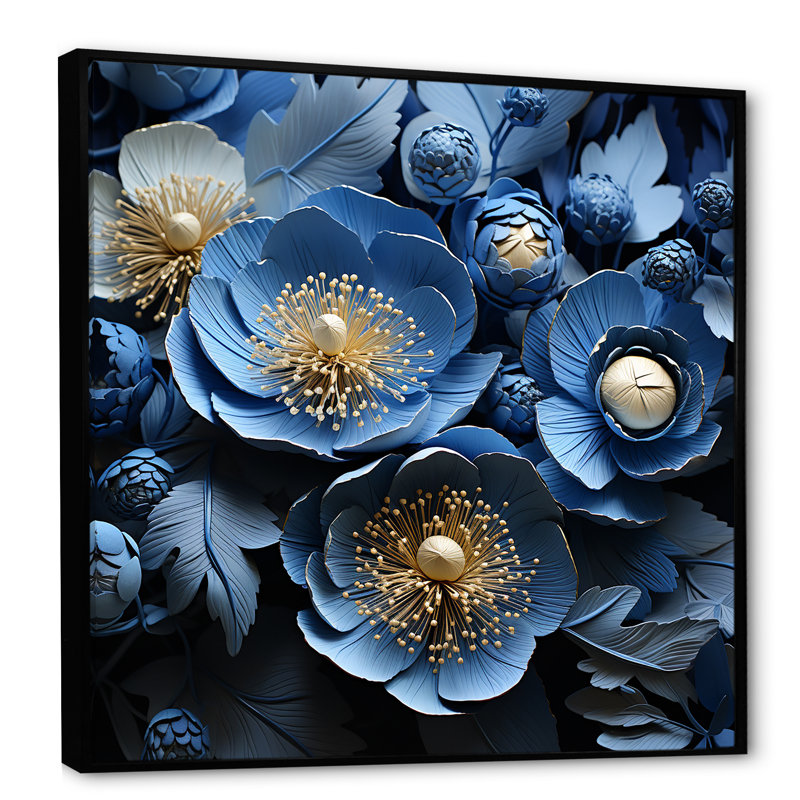 Ranunculus Bouquet V sur toile, Cadre flottant noir, H 16 po x l 16 po x P 1 po