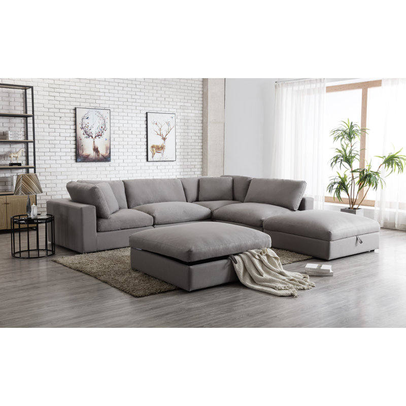 Canapé modulaire réversible de coin avec repose-pieds Albirta, Graphite