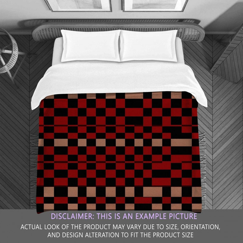 Polyester Comforter, Twin Comforter, Black/Red Checkered