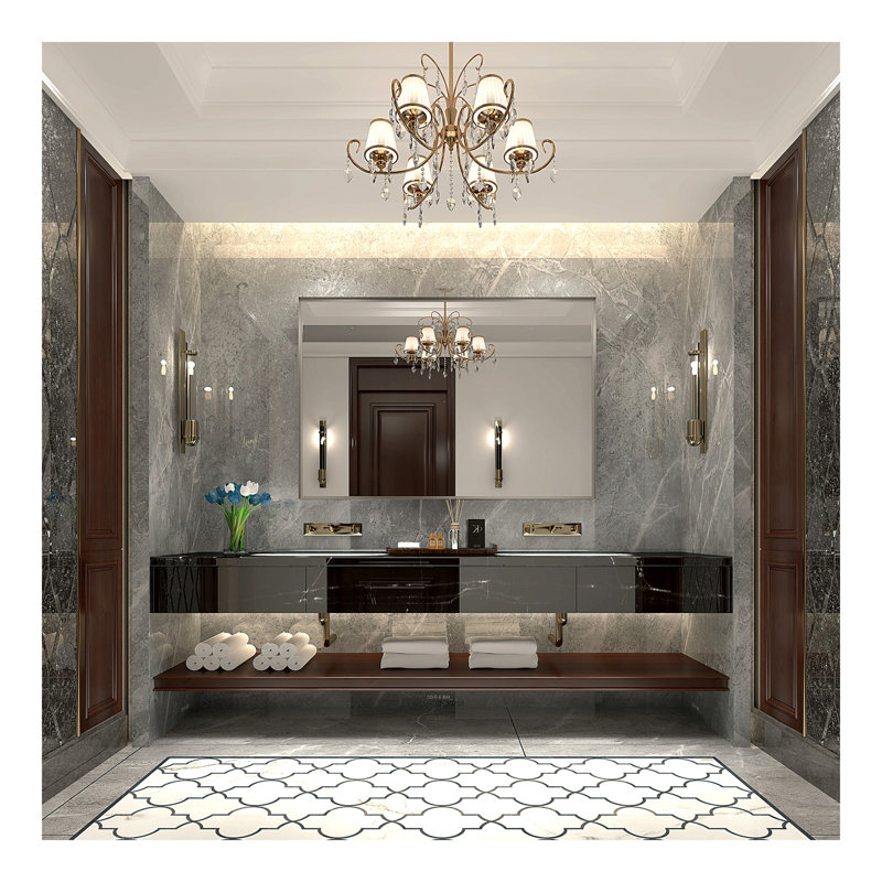 Miroir de salle de bain brillant pour miroir mural rectangulaire de meuble-lavabo de coin, 30 po x 36 po, Argent
