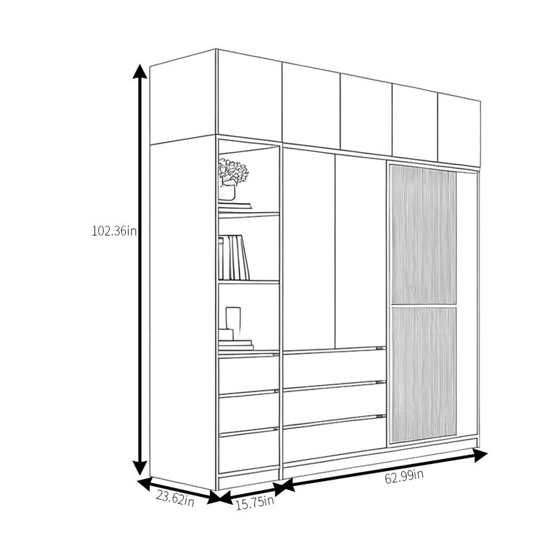 Garde-robe de luxe léger, H 102 po x l 78 po x P 24 po