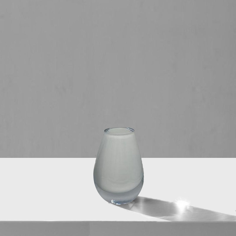 Daniyar Glass Table Vase, 6.5" H x 4.75" W x 2.25" D, White