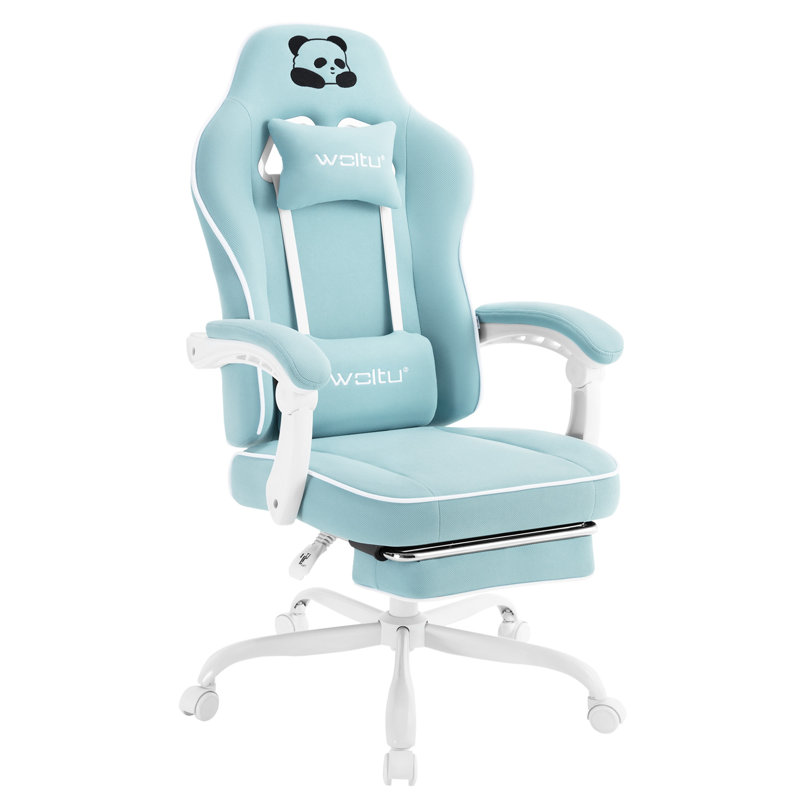Gaming Chair With Pocket Spring Cushion, Gaming Armchair 150 Kg Load Capacity, Ergonomic Swivel Chair, Gamer Chair With Head Cushion, Lumbar Cushion, Footrest, Mesh Fabric
