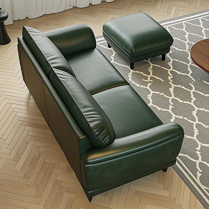 Ensemble de salon 2 pièces en cuir véritable vert