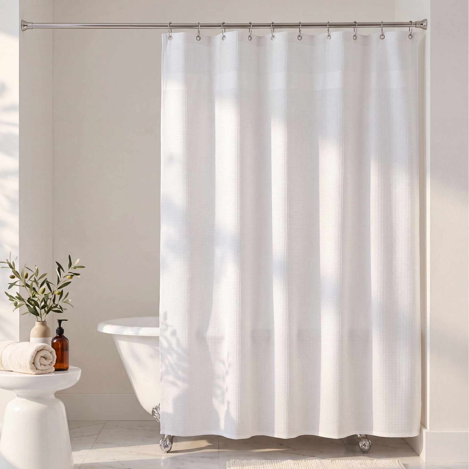 Brett Cotton Shower Curtain, White