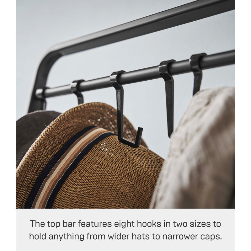 White and Natural Wood 8-Hook Freestanding Coat Rack