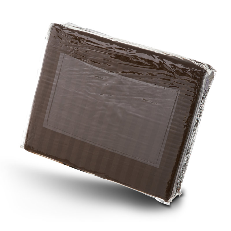 100% Cotton Sateen Striped Sheet Set, Coffee, Twin Sheet Set + 1 Pillowcase
