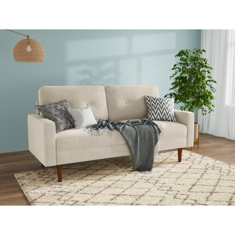 Canapé à accoudoirs carrés 70 po Mattea, 100 % polyester beige
