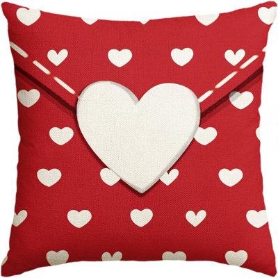 Valentine's Day Envelope Throw Pillow Cover Heart Red Anniversary Wedding Cushion Case Decoration For Sofa Couch