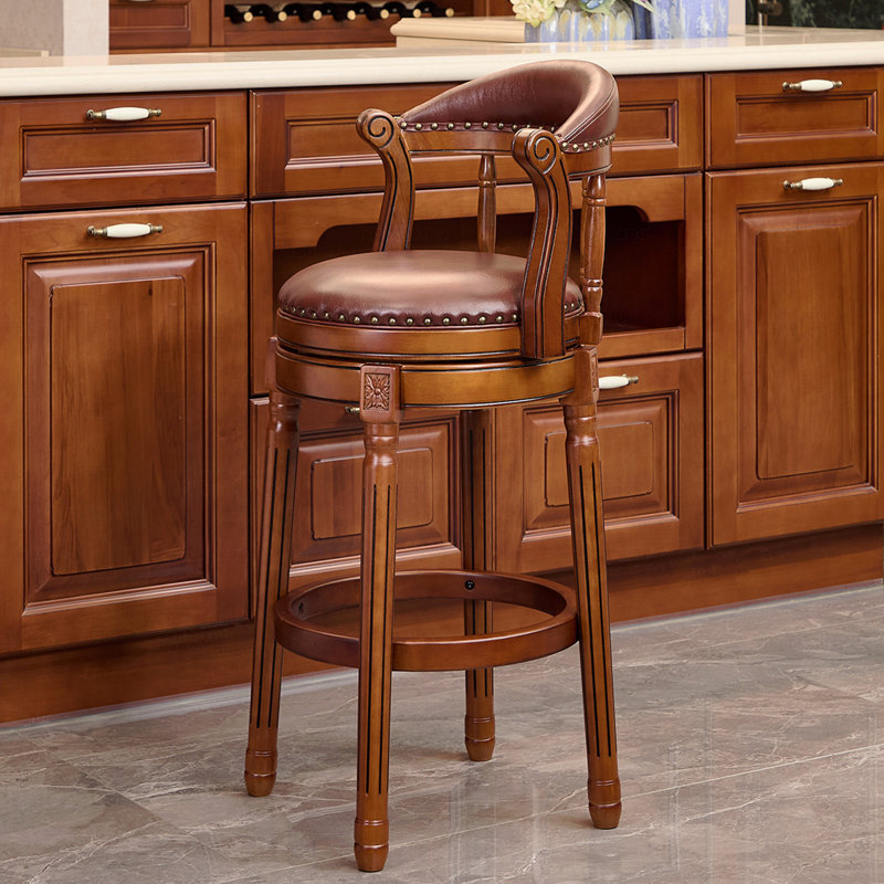 Tabourets de bar en cuir et cuir, chaise de bar pivotante à 360 degrés avec dossier, tabourets de bar à hauteur de comptoir