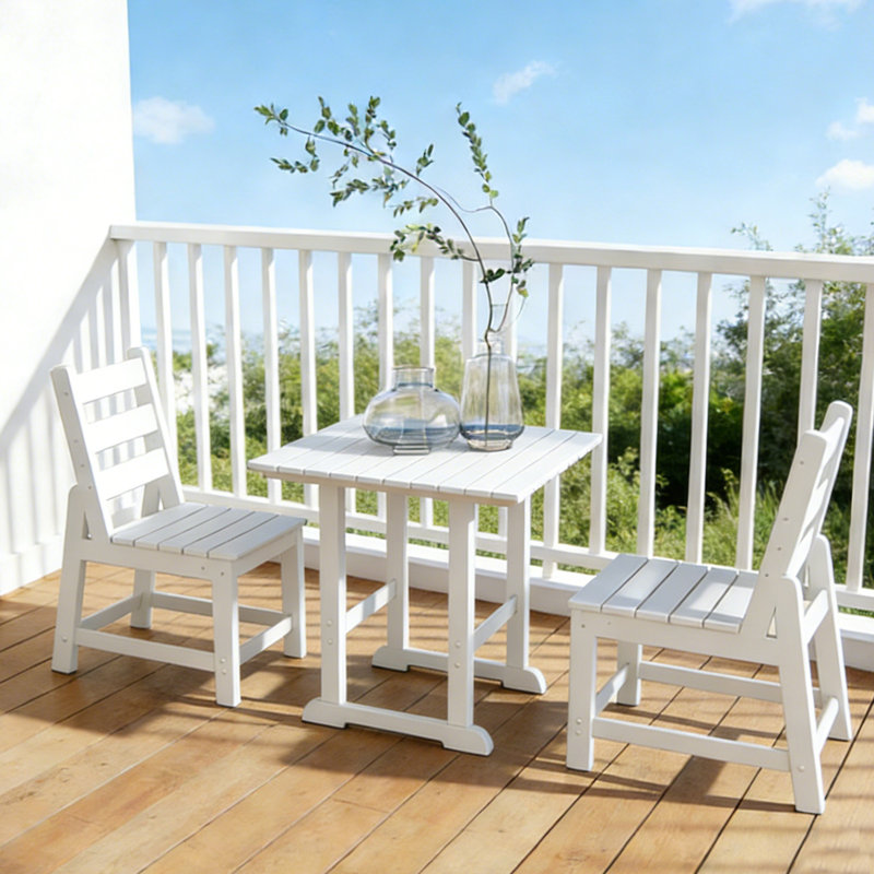 HDPE Square 4 - Person Outdoor-Dining-Set All Weather, White