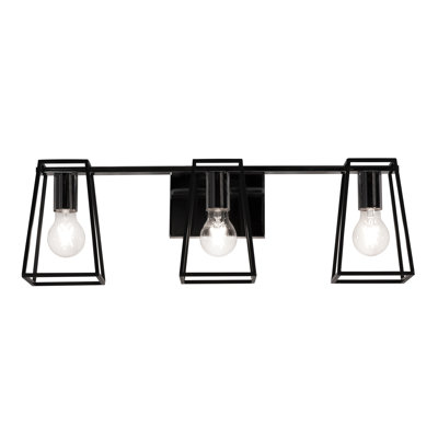 Éclairage pour meuble-lavabo noir à 3 lumières à intensité variable Aubrielle