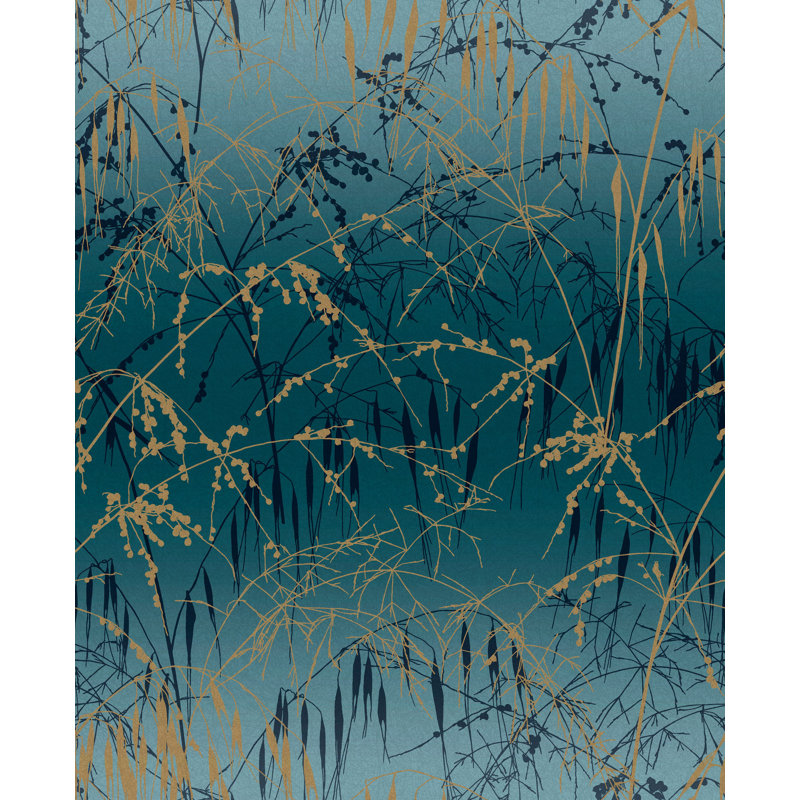 Clarissa Hulse Meadow Grass Wallpaper, Blue/Gold