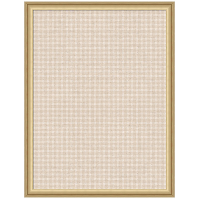 Tableau d'affichage en lin encadré en tissu, Beige, Or de Florence, H 26 po x l 20 po x P 1,25 po