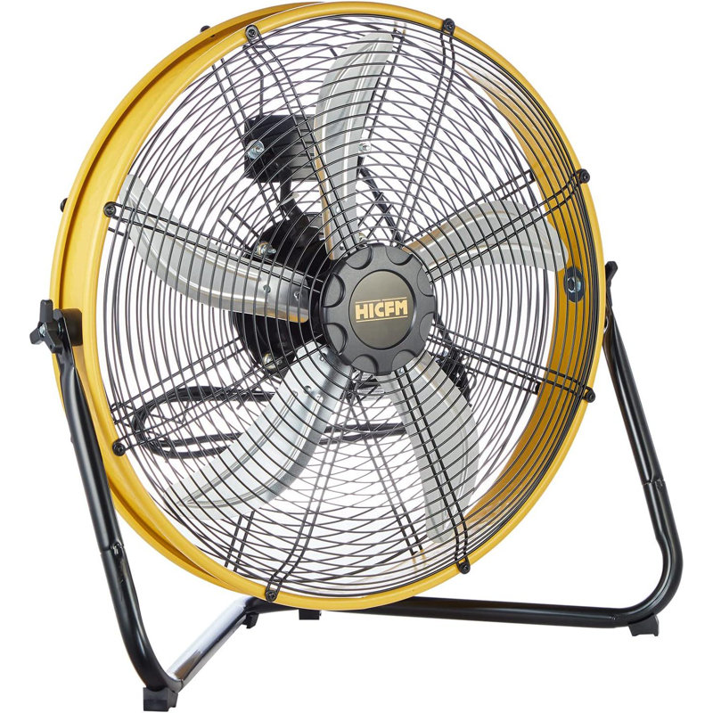 Heavy Duty Shroud Fan In Yellow With IP 44 Enclosed Powerful 1/4 Motor, High Velocity Air Circulator