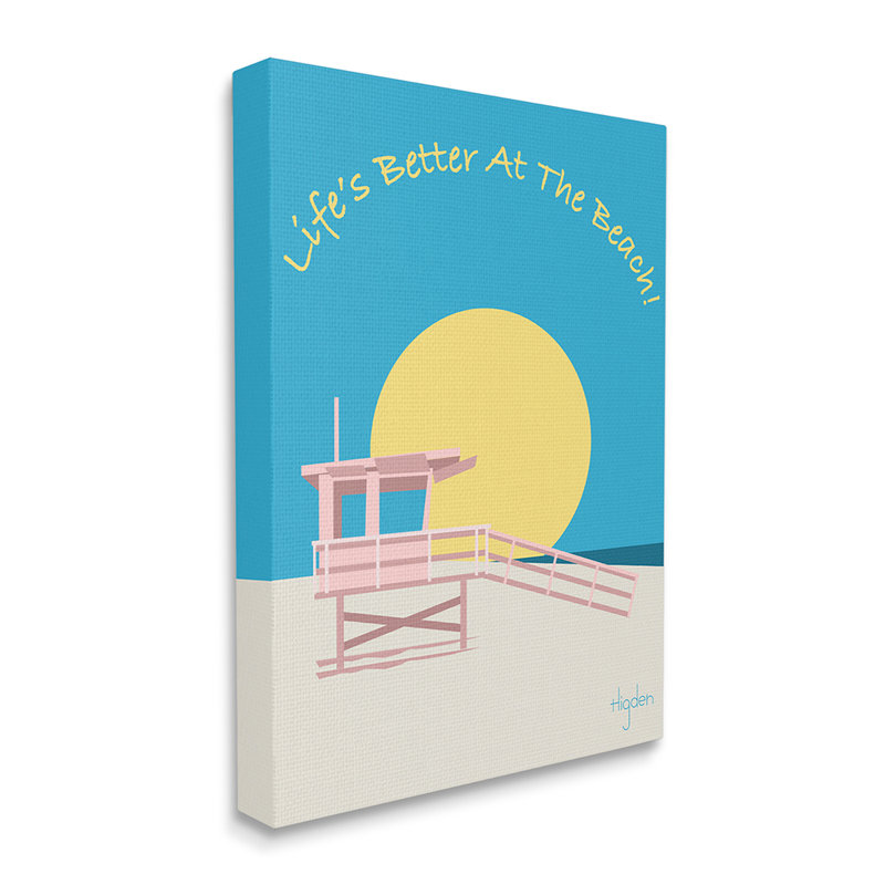«Life's Better at Beach Expression» par Mark Higden, reproduction d'art graphique, Toile tendue, H 48 po x l 36 po x 1,5 po