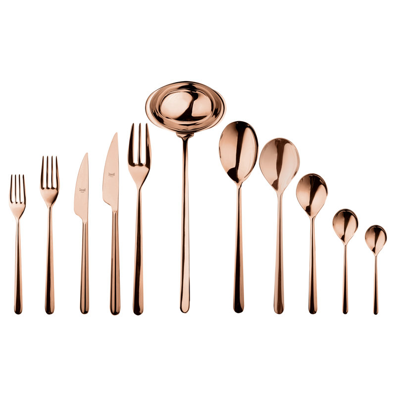 Linea 99 - Piece Stainless Steel Flatware Set - Service for 12, Bronze