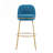 2-Piece Upholstered Barstools, Gold Metal Frame with Blue Cushion, Indoor Bar Stools