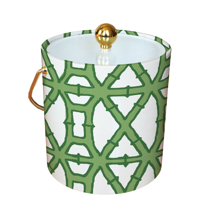 SEAU À GLACE BAMBOU VERT, Blanc/vert