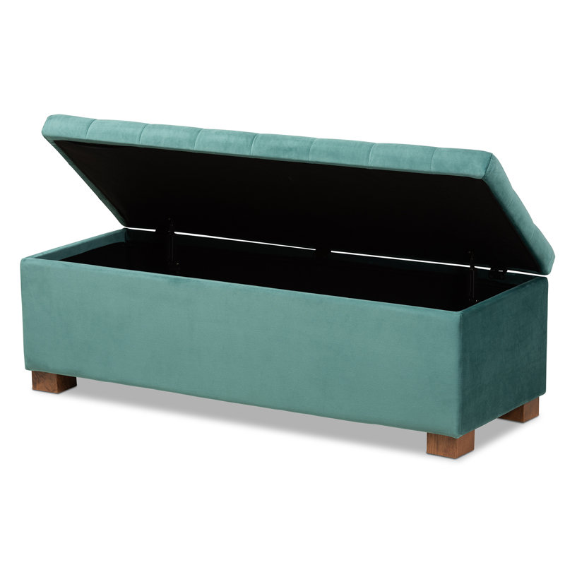 Banc de rangement avec repose-pieds Mesina, Bleu sarcelle