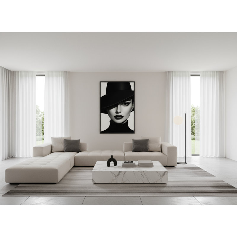 Obsidian Gaze Framed Canvas Wall Art by Kasian Art Studio - White Frame, Brown