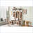 Coat Racks, 58.8'' Wide 5-in-1 Entryway Hall Tree with Bench, 7 Hooks | Brown+White | MDF-630381352
