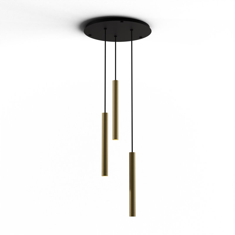 3 - Light LED Pendant, Brass