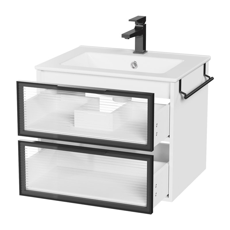 Ensemble de meuble-lavabo simple 24 "avec comptoir en céramique, Blanc