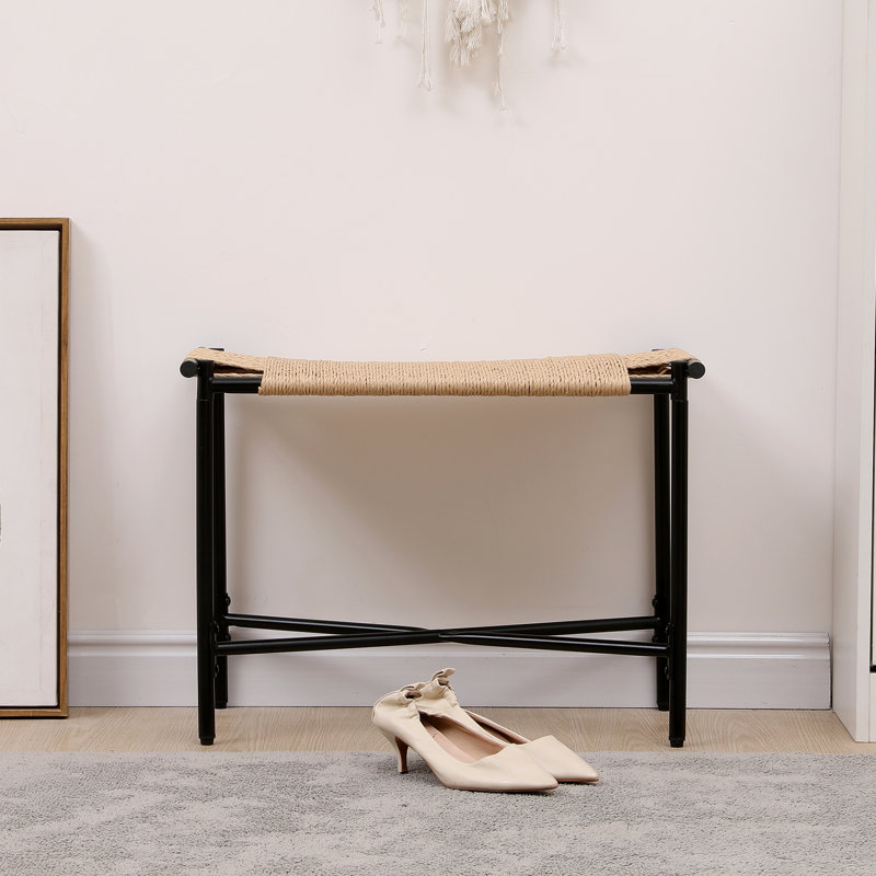 Banc en corde de papier Jacob avec structure en métal, Naturel