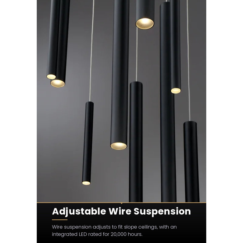 Santana 18 - Light LED Cluster Pendant, Frosted Black, Frosted Black