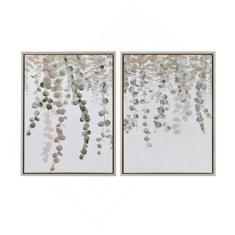 Ensemble de décoration murale en toile encadrée 2 pièces Eucalyptus