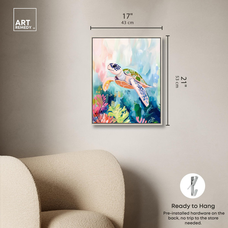 Impression sous-marine «Underwater Wanderer» par Art Remedy, H 21 po x l 17 po, Cadre argenté