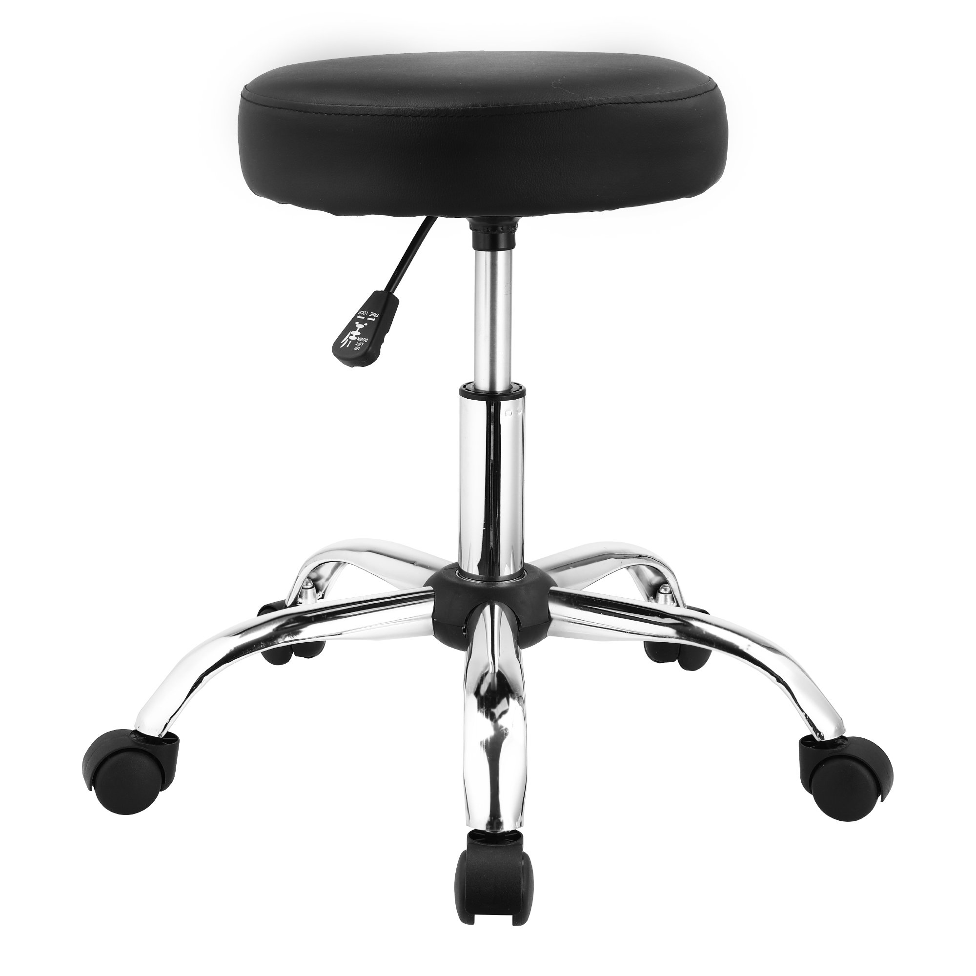 Zipcode Design™ Round Rolling PU Leather Height Adjustable Lab Stool