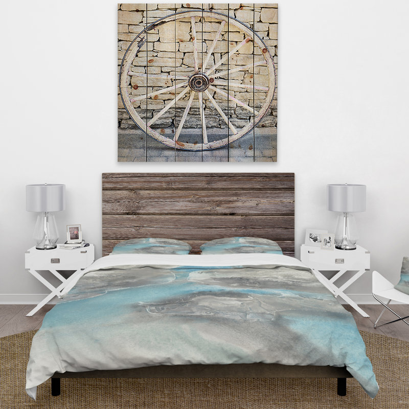 Watercolor Minimal Blue Tones II - Ensemble de housse de couette moderne Mid-Century - Microfibre de polyester