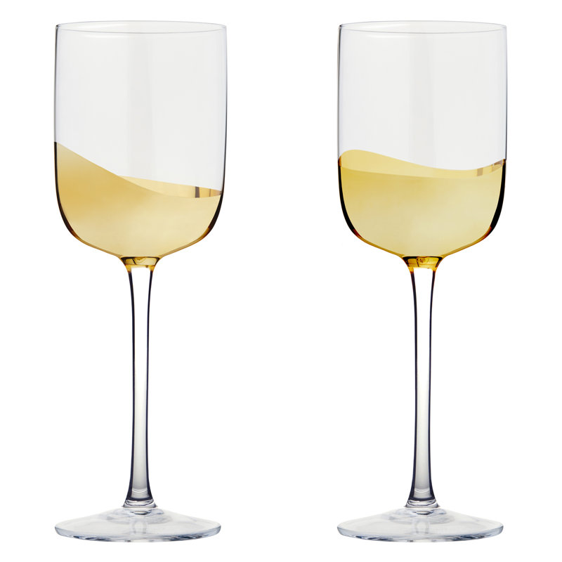 Wave 13.5oz. Wine Glass Set, Gold