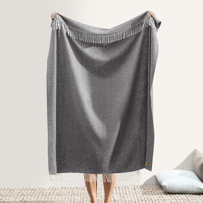 Italian Herringbone Throw, Charcoal