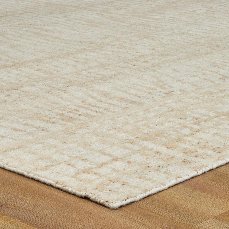 Meridian Shoreline Ivory Wool Hand Knotted Area Rug, Rectangle 2' x 3'