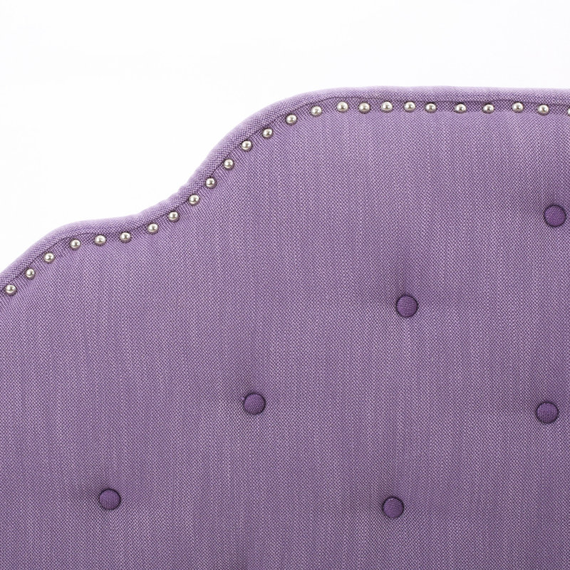 Purple Fabric Headboard For Queen & Full Sized Bed, Contemporary Style With Button Tufting, Adds Sophistication To Bedroom, 62.97 In. D X 2.69 W 52.03 H, 19.31 Lb And Beds, Sleek Look Sophisticated