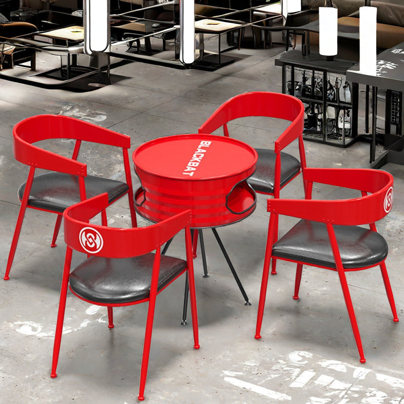 Ensemble de salle à manger rond 23,3 po Lukshya, Rouge