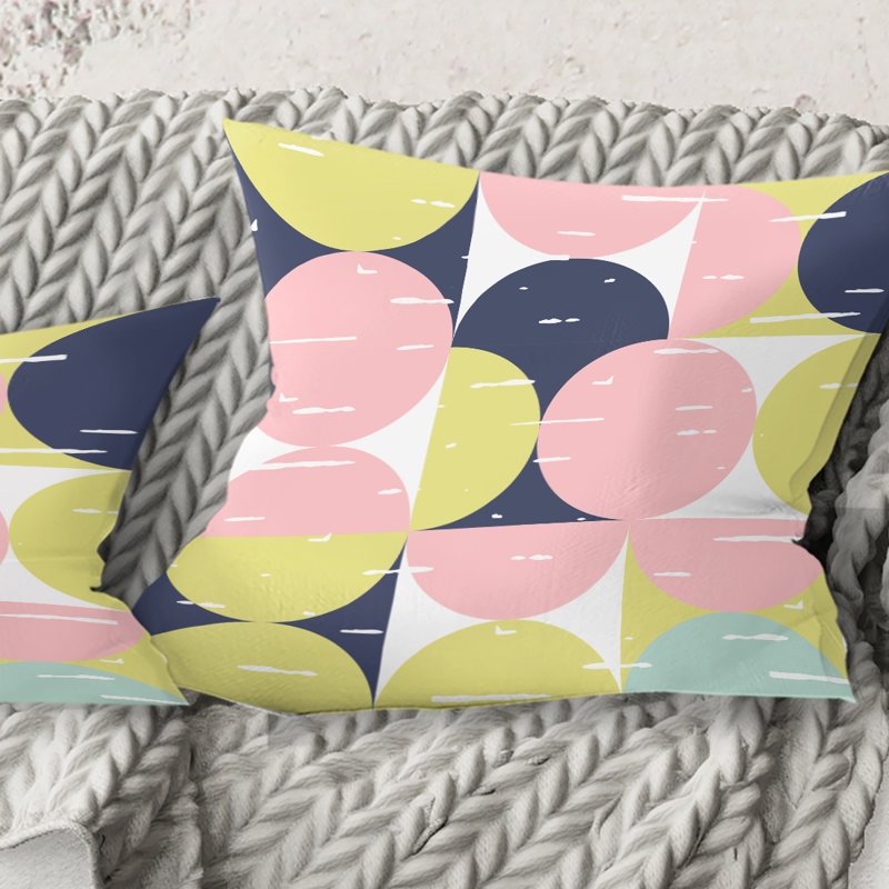 Coussin décoratif rétro à motif pastel circulaire I - Mid-Century, 16 po x 1 po