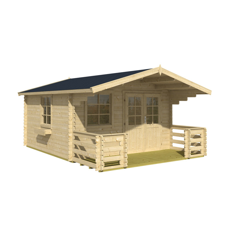 Lasita Luna 2 - 12 x 12 Ft. Summerhouse With Terrace (28mm), Luna 2 Natural Wood